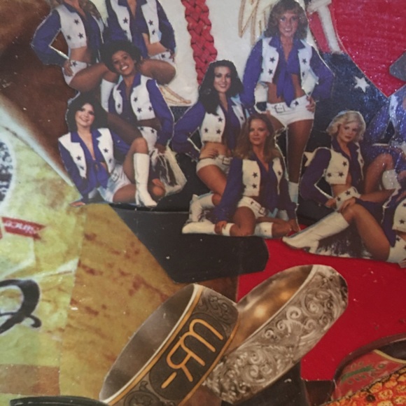 Texas Hand Crafted Vintage Wood Bowl Dallas Cowboys Cheerleaders Boots Bling BBQ - Picture 12 of 14